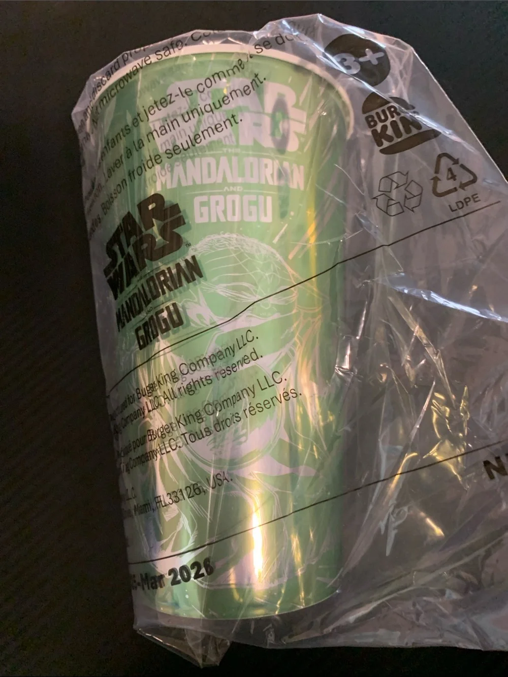 Burger King Star Wars Grogu Green Collectible Cup